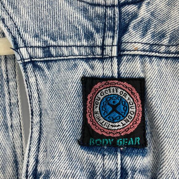 Vintage 90s Body Gear Toddler 4T Acid Wash Shortalls Overalls Hip Hop - Picture 6 of 7
